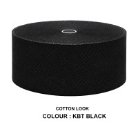 Cotton Look Stair Runner & Carpet Edge Binding Tape 120mm - Herringbone - Black - Polyester Cotton Look Stair Runner & Carpet Edge Binding Tape 120mm - Herringbone - Black - Polyester