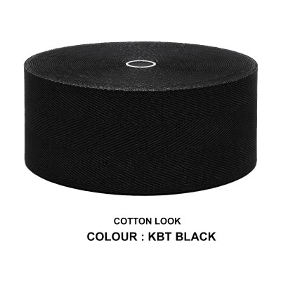 Cotton Look Stair Runner & Carpet Edge Binding Tape 120mm - Herringbone - Black - Polyester