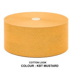 Cotton Look Stair Runner & Carpet Edge Binding Tape 120mm - Herringbone - Mustard - Polyester