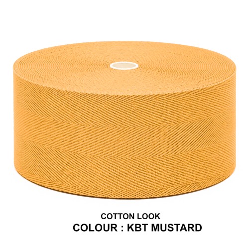 Cotton Look Stair Runner & Carpet Edge Binding Tape 120mm - Herringbone - Mustard - Polyester