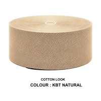 Cotton Look Stair Runner & Carpet Edge Binding Tape 120mm - Herringbone - Natural - Polyester