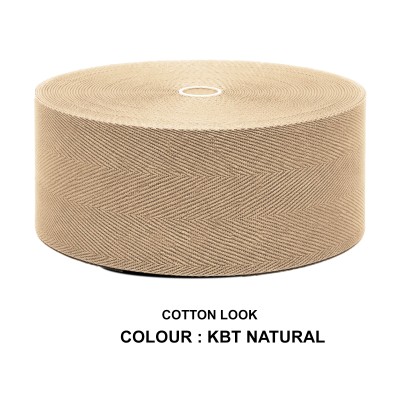 Cotton Look Stair Runner & Carpet Edge Binding Tape 120mm - Herringbone - Natural - Polyester