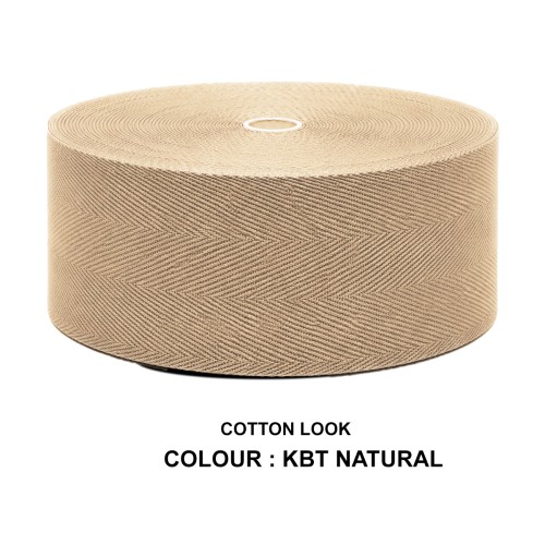 Cotton Look Stair Runner & Carpet Edge Binding Tape 120mm - Herringbone - Natural - Polyester