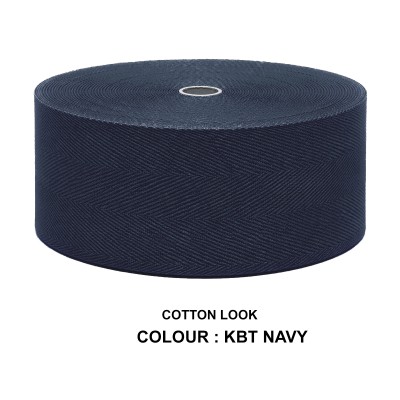 Cotton Look Stair Runner & Carpet Edge Binding Tape 120mm - Herringbone - Navy - Polyester