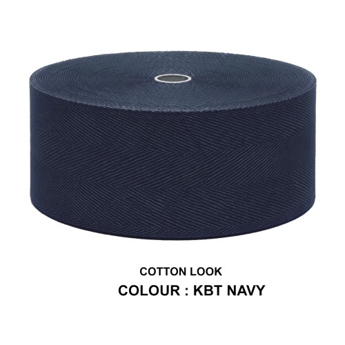 Cotton Look Stair Runner & Carpet Edge Binding Tape 120mm - Herringbone - Navy - Polyester