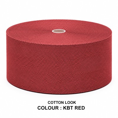 Cotton Look Stair Runner & Carpet Edge Binding Tape 120mm - Herringbone - Red - Polyester