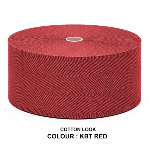 Cotton Look Stair Runner & Carpet Edge Binding Tape 120mm - Herringbone - Red - Polyester