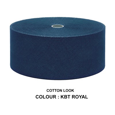 Cotton Look Stair Runner & Carpet Edge Binding Tape 120mm - Herringbone - Royal - Polyester