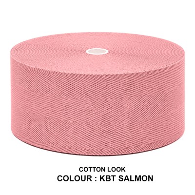 Cotton Look Stair Runner & Carpet Edge Binding Tape 120mm - Herringbone - Salmon - Polyester