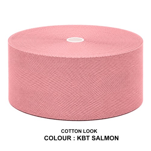 Cotton Look Stair Runner & Carpet Edge Binding Tape 120mm - Herringbone - Salmon - Polyester Cotton Look Stair Runner & Carpet Edge Binding Tape 120mm - Herringbone - Salmon - Polyester
