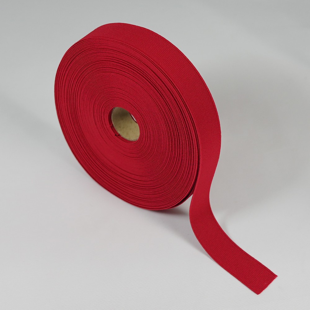 Red Elastic Roll Soft corded flat elastic 25mm wide x 25mtr - ROLL  (KBT-N2021/00002022-N-25mm-Red) £1.65
