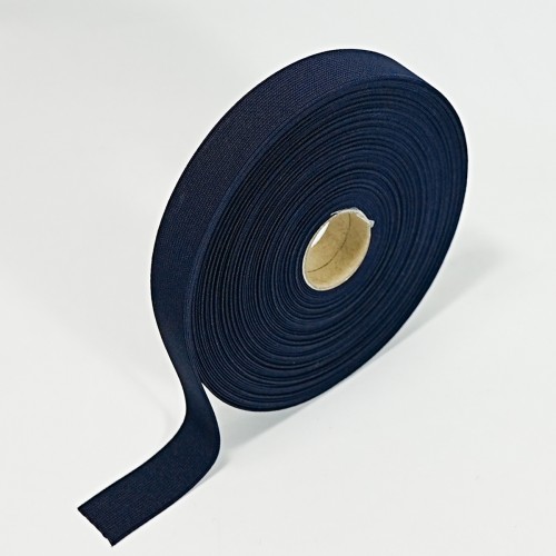 Navy Elastic Soft corded flat elastic 25mm wide x 25mtr - ROLL