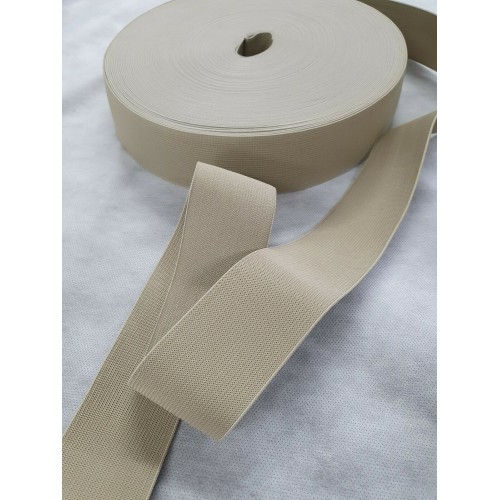 Beige Flat Elastic Soft corded - 50mm wide