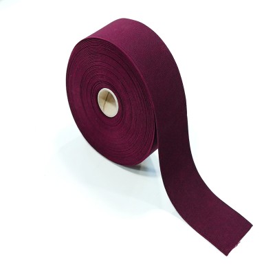 Wine Soft corded flat elastic 50mm wide x 25mtr ROLL