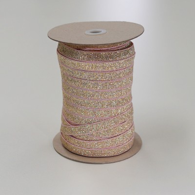 Glitter Elastic Pink/Gold - 14mm wide