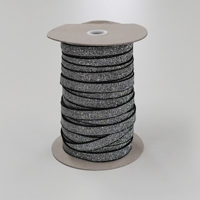 Glitter Elastic Black/Silver - 14mm wide