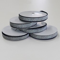 Glitter Elastic Navy / Silver - 30mm wide