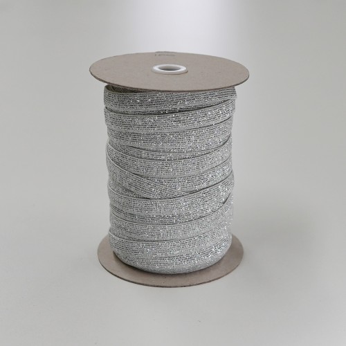 Glitter Elastic Silver - 14mm wide