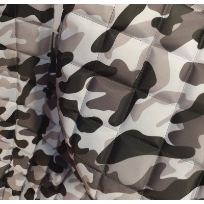 Quilted Army Camouflage Waterproof Fabric - Novelty (Arctic Camo) - Full Roll (20 Mtrs)