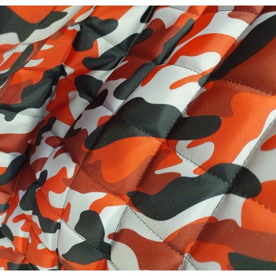 Quilted Army Camouflage Waterproof Fabric - Novelty (Flame Red Camo) - Full Roll (20 Mtrs)