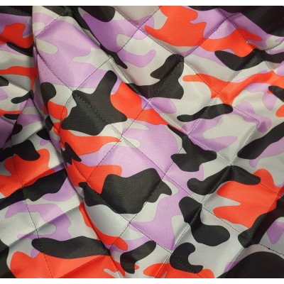 Quilted Army Camouflage Waterproof Fabric - Novelty (Lavender Camo) - Full Roll (20 Mtrs)