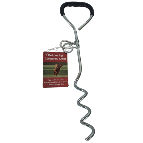 Deluxe Corkscrew Pet Lead Stake Heavy Duty Tie Out Ground Anchor