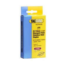 Tacwise 91/18mm Divergent Staples Stainless Steel - 1000 Pack