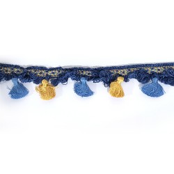 Blue & Gold Small Tassel Trimming