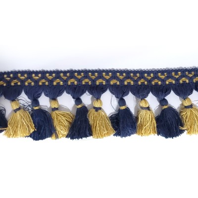 Navy Gold Tassle Trimming