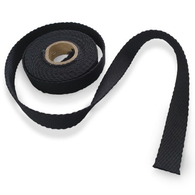 25mm Wide Strong Cotton Webbing Black - 50mtr Roll