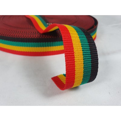 Rastafarian Colours Webbing - 38mm - 50MTR ROLL