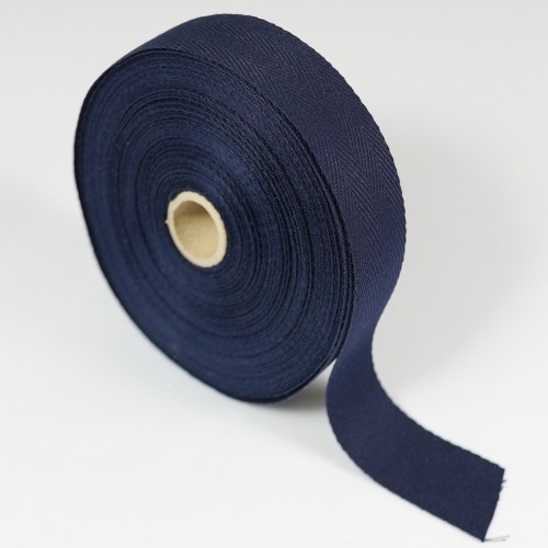 Herringbone Apron Tape - 25mm  -  Navy Blue