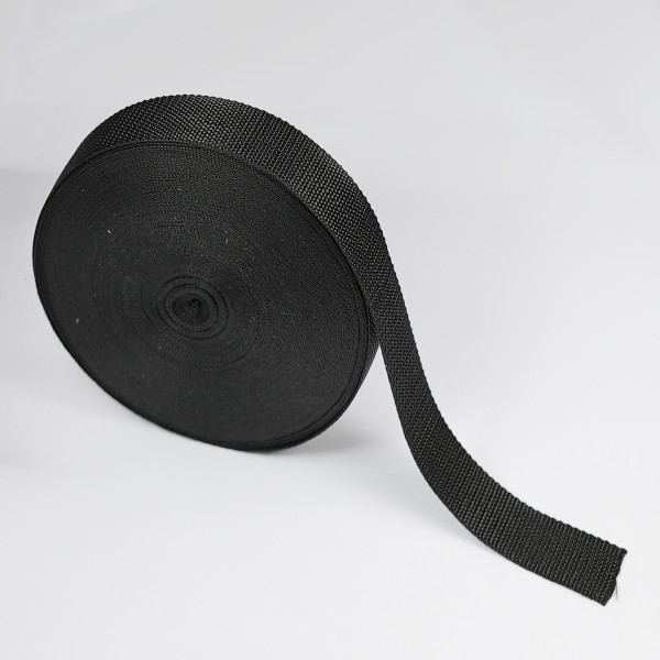 Black - Flat polypropylene webbing strap - 25mm wide (KBT-N2021 ...