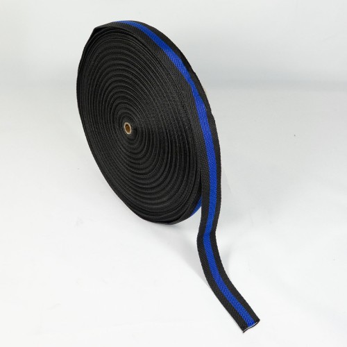 Polypropylene Webbing - 30mm - Black & Royal Stripe