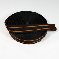 Polypropylene Webbing - 38mm - Black & Orange Stripes -50Mtr Roll