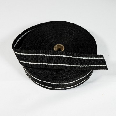 Polypropylene Webbing - 38mm - Black & White Stripes -50Mtr Roll