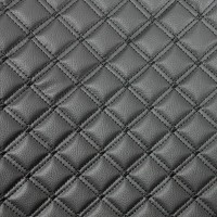 Double Box Quilted Vinyl Fabric - Black Stitch