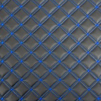 Double Box Quilted Vinyl Fabric - Blue Stitch