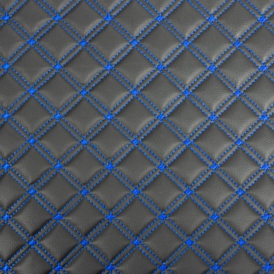 Double Box Quilted Vinyl Fabric - Blue Stitch