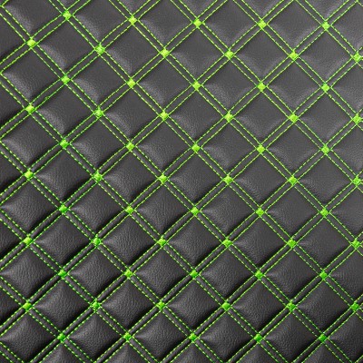 Double Box Quilted Vinyl Fabric - Green Stitch