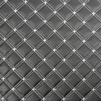 Double Box Quilted Vinyl Fabric - White Stitch