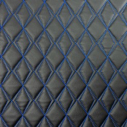 Scalene Quilted Vinyl Fabric - Blue Stitch