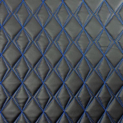 Scalene Quilted Vinyl Fabric - Blue Stitch