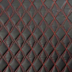 Scalene Quilted Vinyl Fabric - Red Stitch