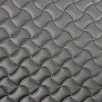 Wave Quilted Vinyl Fabric - Black Stitch