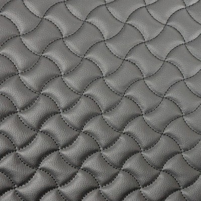 Wave Quilted Vinyl Fabric - Black Stitch