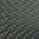 Wave Quilted Vinyl Fabric - Green Stitch