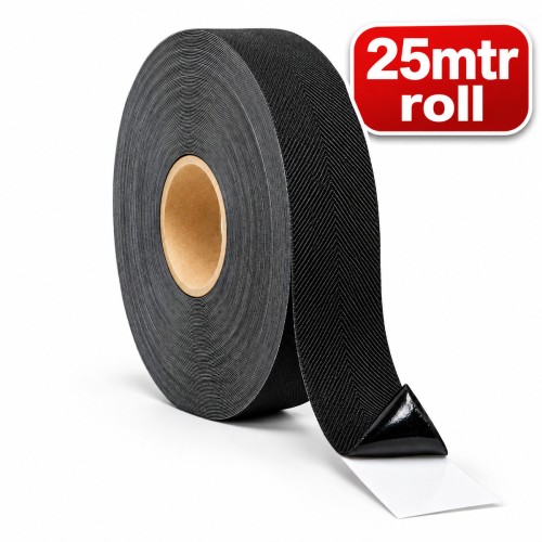 Black Self Adhesive Herringbone Webbing Tape 38mm - X 25mtr Roll Black Self Adhesive Herringbone Webbing Tape 38mm - X 25mtr Roll
