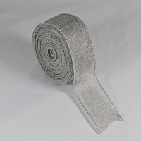 Scrim Hessian Wired Ribbon 60mm - Grey