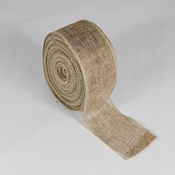 Scrim Hessian Wired Ribbon 60mm - Natural